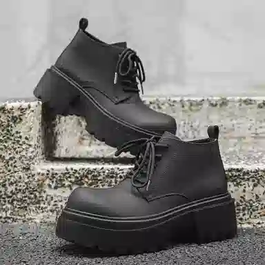 超纤皮 英伦风尚时尚舒适之选 短靴 男款 经典黑色