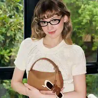 MUVA Cream Brown Handbag