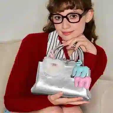 MUVA Handbag Moon Rock Silver/Party Red