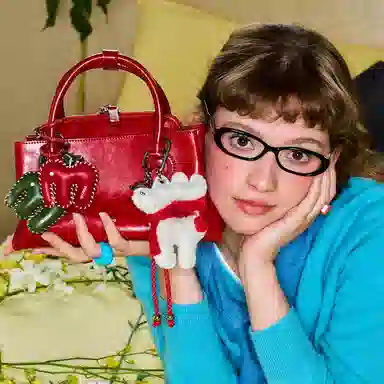 MUVA Handbag Moon Rock Silver/Party Red