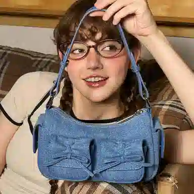 MUVA Denim Shoulder Bag Blue