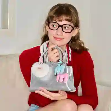 MUVA Handbag Moon Rock Silver/Party Red