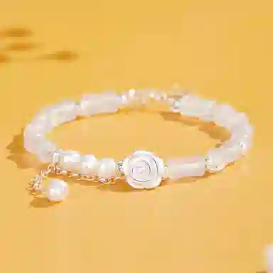 老凤祥 竹节玫瑰国潮新中式流苏淡水珍珠双层叠戴轻奢精致小众简约优雅潮流百搭礼盒#好运 玉髓 手链 女款