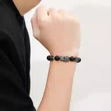 老凤祥 吉祥福蛇 新中式国风国潮经典大气本命年蛇元素个性独特小众设计感 黑曜石 手串 男款