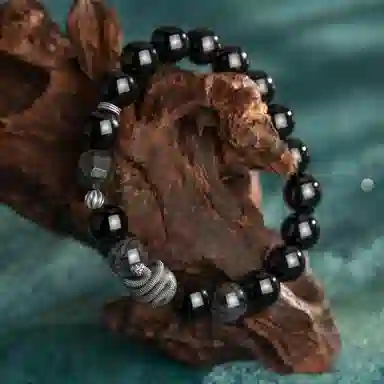 老凤祥 吉祥福蛇 新中式国风国潮经典大气本命年蛇元素个性独特小众设计感 黑曜石 手串 男款