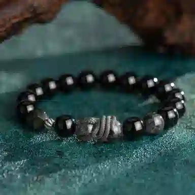 老凤祥 吉祥福蛇 新中式国风国潮经典大气本命年蛇元素个性独特小众设计感 黑曜石 手串 男款