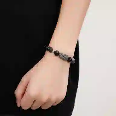 老凤祥 吉祥福蛇 新中式国风国潮经典大气本命年蛇元素个性独特小众设计感 黑曜石 手串 男款