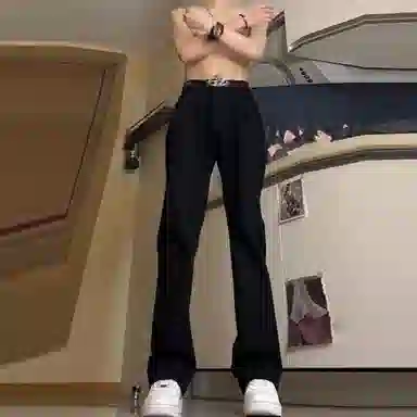 悍戈 美式高街风情侣百搭弹力直筒微喇显高显瘦长裤牛仔裤 男女同款