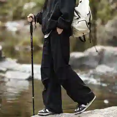 悍戈 基础简约纯色美式速干透气伞兵裤宽松直筒休闲工装裤 男女同款