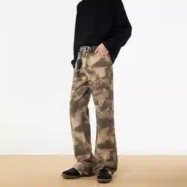 URS GGON Vintage Washed Embroidered Loose Flare Pants