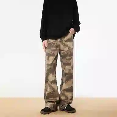 URS GGON Vintage Washed Embroidered Loose Flare Pants