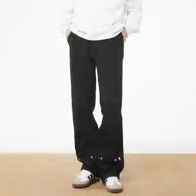 悍戈 美式高街风设计宽松排扣牛仔裤 男女同款