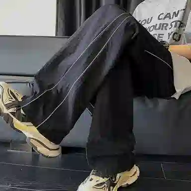 虫小绿 美式高街潮牌凉感冰丝阔腿裤 宽松百搭垂感强适合户外通勤休闲裤 男女同款