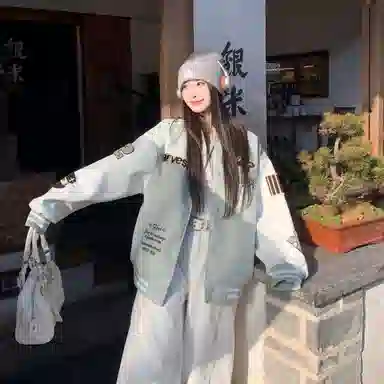 JIMI&JONS Embroidered Baseball Jacket