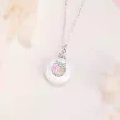 行金银中 三生有杏平安扣套链 温润细腻显白高级感 典雅端庄温柔气质出众 日常通勤吸睛百搭#好运天然 玉髓 项链 男女同款情侣款