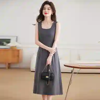 稻草人 简约百搭气质马甲背心裙针织套装 女款