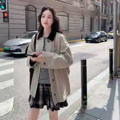 稻草人 休闲百搭时尚潮流舒适工装宽松韩版外套风衣 女款