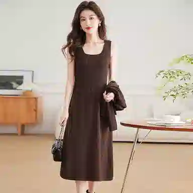 稻草人 简约百搭气质马甲背心裙针织套装 女款