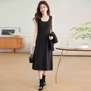 稻草人 简约百搭气质马甲背心裙针织套装 女款