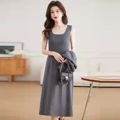 稻草人 简约百搭气质马甲背心裙针织套装 女款