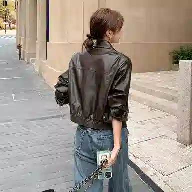 稻草人 时尚潮流休闲短款百搭秋冬外套皮衣 女款