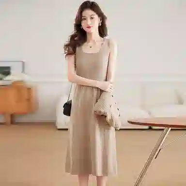 稻草人 简约百搭气质马甲背心裙针织套装 女款
