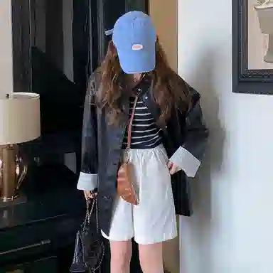 稻草人 复古立领中长款休闲宽松皮衣 女款