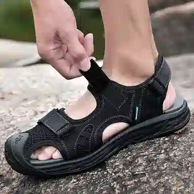 袋鼠头 魔术贴 穿脱方便 沙滩凉鞋 男款