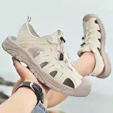 袋鼠头 二层牛皮 户外休闲新风尚 沙滩凉鞋 男女同款