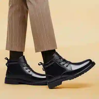 袋鼠头 牛皮革 舒适百搭 防滑厚底 中筒 马丁靴