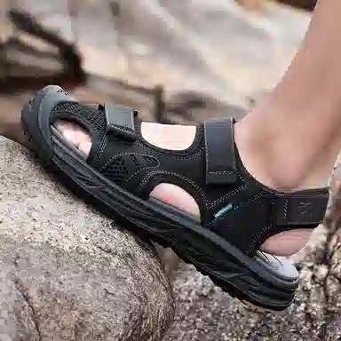 袋鼠头 魔术贴 穿脱方便 沙滩凉鞋 男款