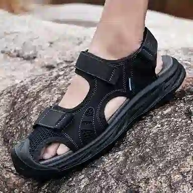 袋鼠头 魔术贴 穿脱方便 沙滩凉鞋 男款