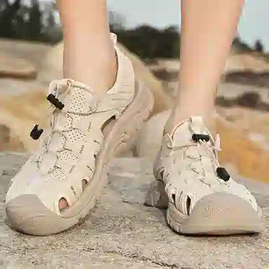 袋鼠头 二层牛皮 户外休闲新风尚 沙滩凉鞋 男女同款