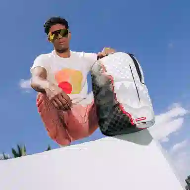 Sprayground Shark Logo Checkered Backpack