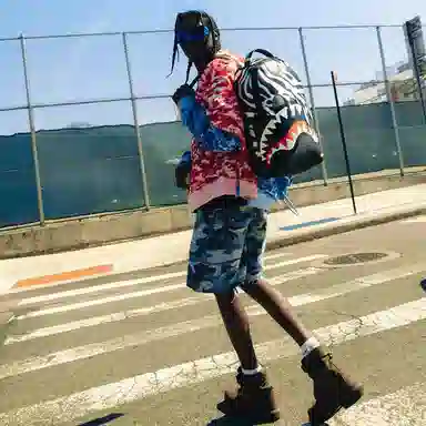 Sprayground Shark Logo Zebra Backpack Black