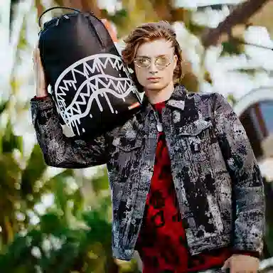 Sprayground Shark Logo Black Backpack