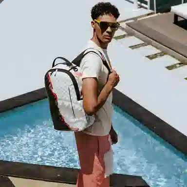 Sprayground Shark Logo Checkered Backpack