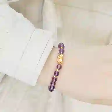 小银匠 紫色福气满满上岸串珠转运珠蝴蝶结小众天然 紫水晶 手串 女款