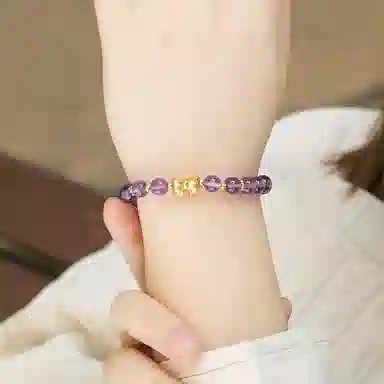 小银匠 紫色福气满满上岸串珠转运珠蝴蝶结小众天然 紫水晶 手串 女款