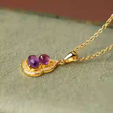 小银匠 葫芦新中式民族风复古气质福禄国潮百搭古风#好运天然 紫水晶 项链 女款