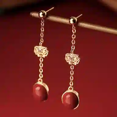 小银匠 如意 中式国风高级感轻奢 玛瑙 玉石耳环 女款