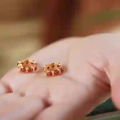 小银匠 红色中国风复古高级感轻奢 玛瑙 玉石耳环 女款