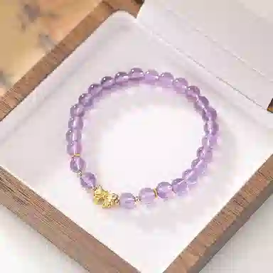 小银匠 紫色福气满满上岸串珠转运珠蝴蝶结小众天然 紫水晶 手串 女款