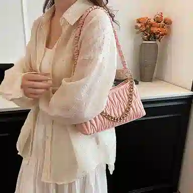 JIANGLIDA Pleated Chain Bag