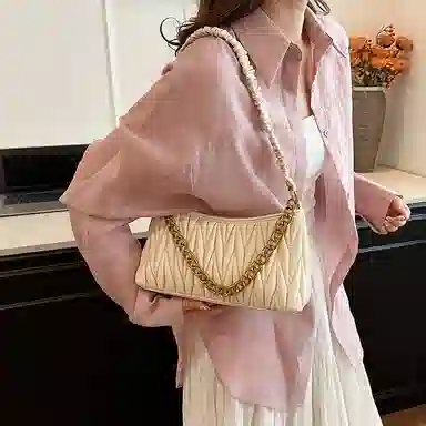 JIANGLIDA Pleated Chain Bag
