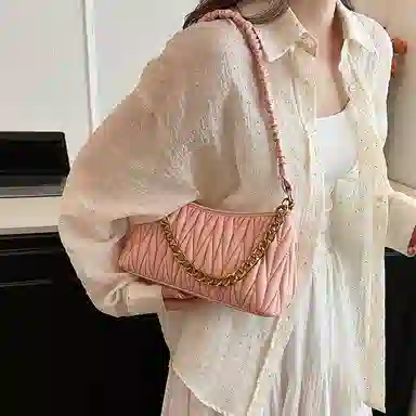 JIANGLIDA Pleated Chain Bag