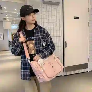 单肩包 可爱透明斜挎包包女学生手提包大容量卡通单肩托特包