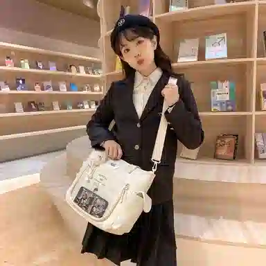 单肩包 可爱透明斜挎包包女学生手提包大容量卡通单肩托特包