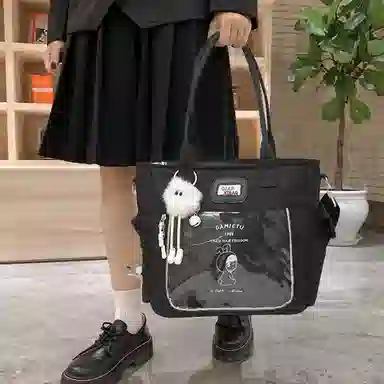单肩包 可爱透明斜挎包包女学生手提包大容量卡通单肩托特包