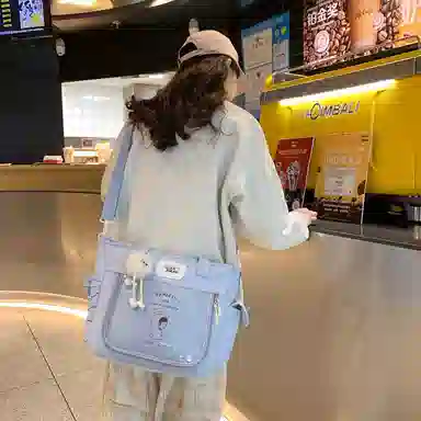 单肩包 可爱透明斜挎包包女学生手提包大容量卡通单肩托特包